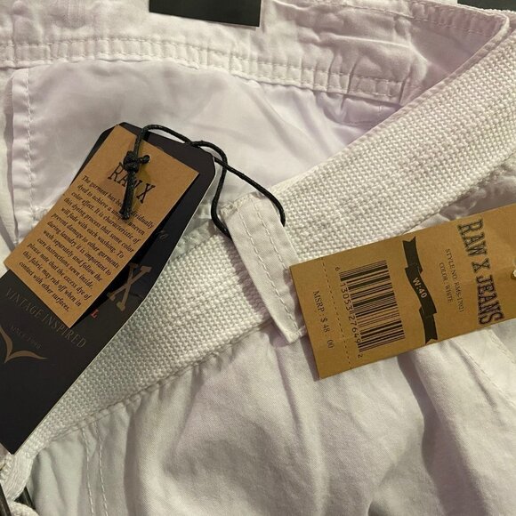 RAW X Men's White Belted 12" Inseam Cargo Shorts - Size 40 -NWT - Picture 4 of 5